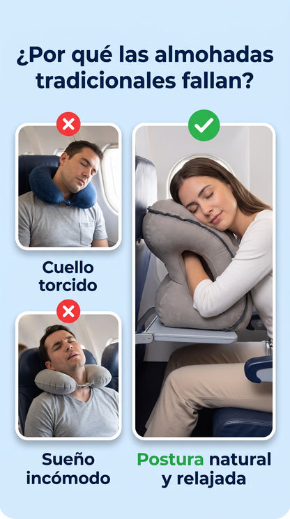 Almohada Ergonómica de Viaje e Inflado Rápido